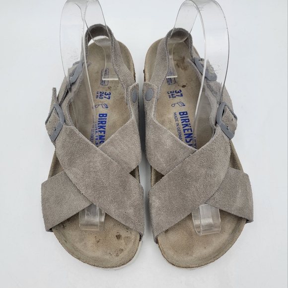 Birkenstock Shoes - Birkenstock Tulum Stone Beige Coin Suede Soft Footbed Regular Sz EU 37 US 6.5